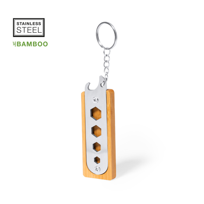 Porte-clés multifonctions en bambou et Inox