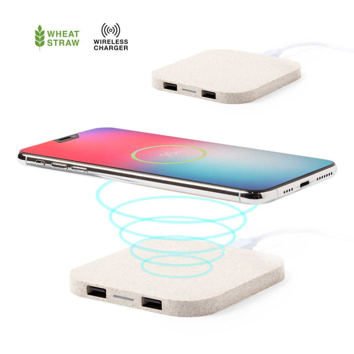 Chargeur sans fil en paille de blé