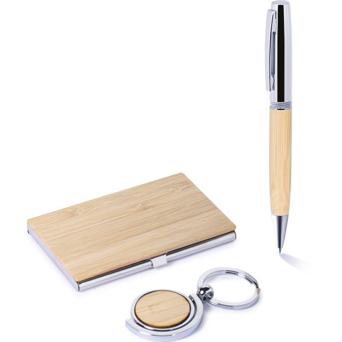 Coffret cadeau avec stylo porte-clés et porte-cartes de visite