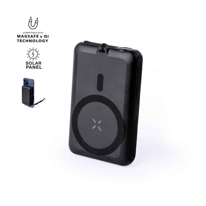 Batterie externe à recharge solaire avec fixation magnétique Magsafe