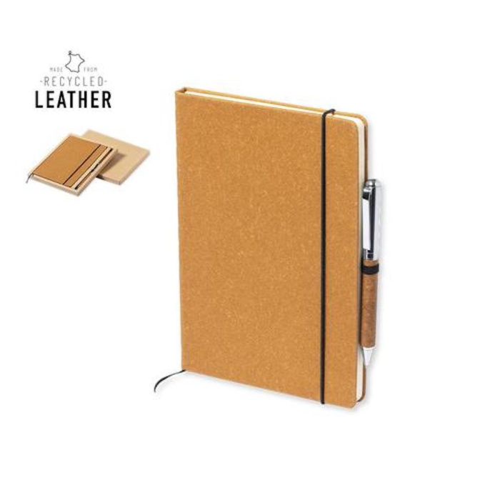 Carnet de notes avec stylo personnalisable en Cuir Recyclé