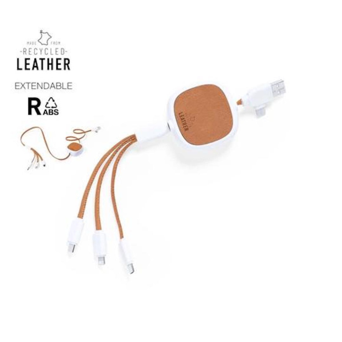 Câbles de recharge extensibles en cuir recyclé