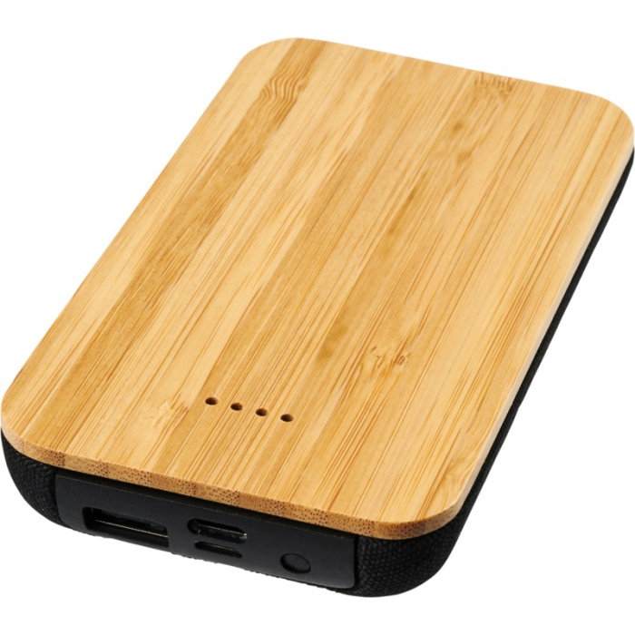 Batterie externe 6000mAh en bambou/tissu