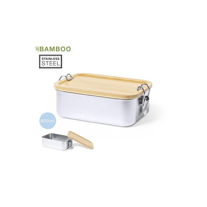 Lunch box personnalisable en acier et bambou