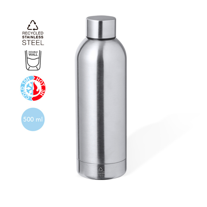 Gourde isotherme de 500 ml en acier inoxydable recyclé