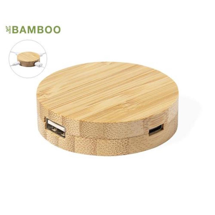 Hub usb rond en bambou