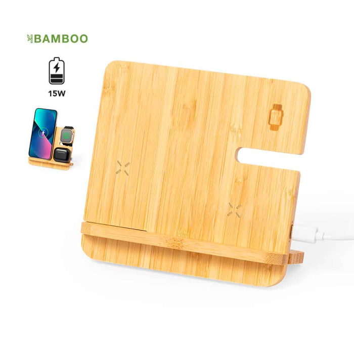 Multi-charge sans fil en bambou