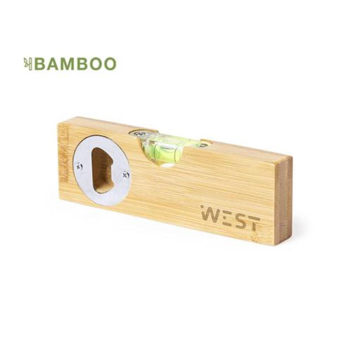 Niveau et ouvre-bouteille en bambou