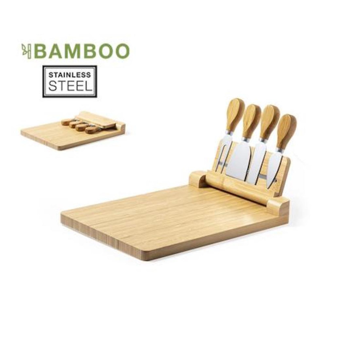 Plateau à fromage magnétiques en bambou personnalisé et couverts