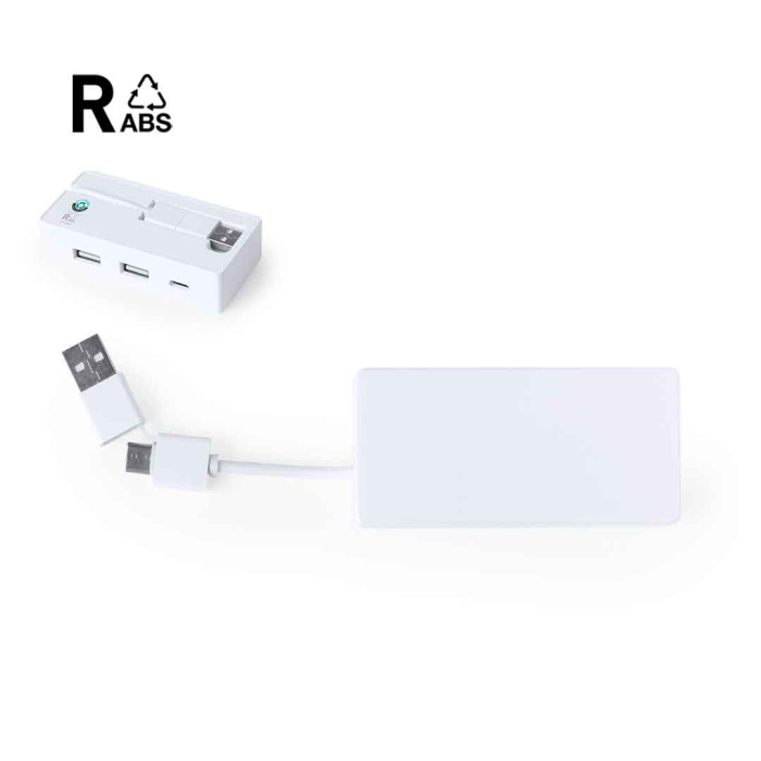Port USB blanc rectangulaire en ABS recyclé