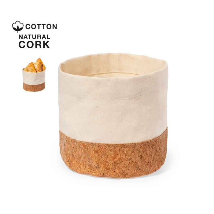 Corbeille à pain en coton doux et liège naturel