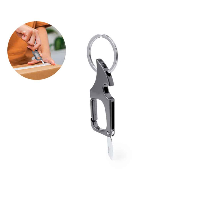 Porte-clés multifonctions avec décapsuleur et petit couteau intégrés