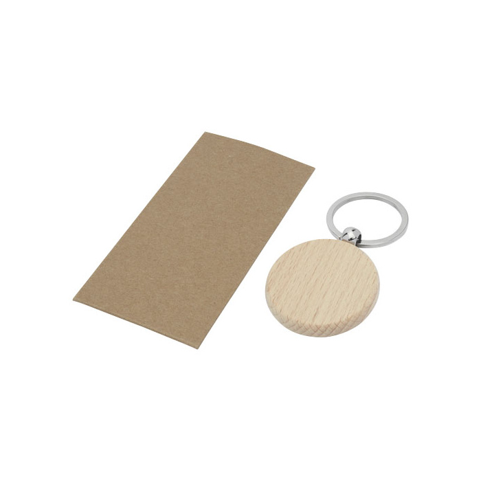Porte-clés rond en bois de hêtre