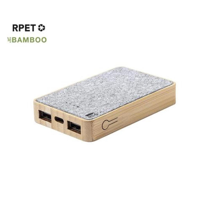 Batterie externe publicitaire RPET e bambou 5000