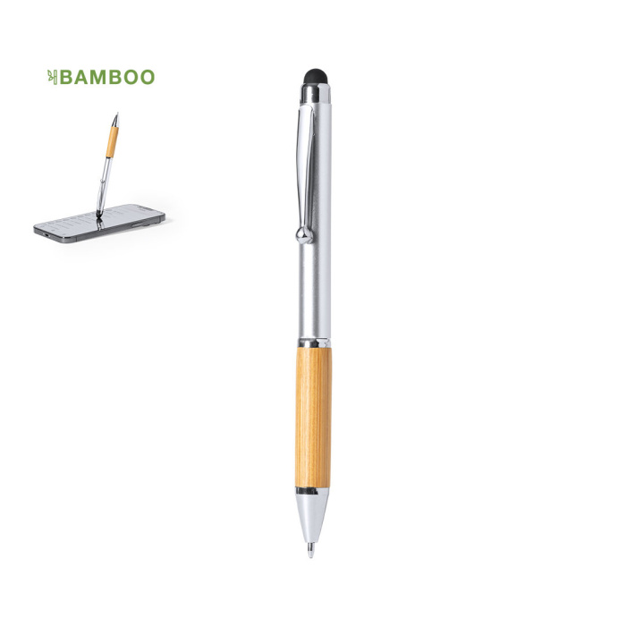 Stylo stylet en bambou personnalisable