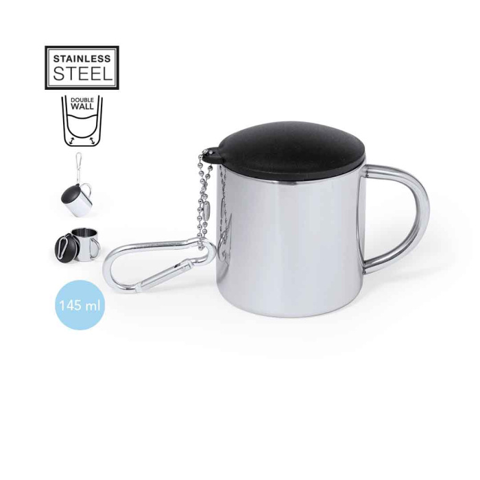 Tasse avec couvercle et mousqueton 145ml