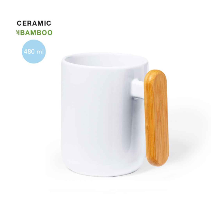 Tasse en céramique avec anse en bambou | 480ml
