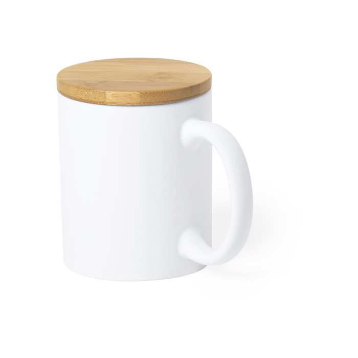 Mug en céramique avec couvercle en bambou