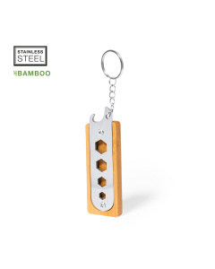 Porte-clés multifonctions en bambou et Inox