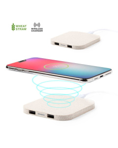 Chargeur sans fil en paille de blé