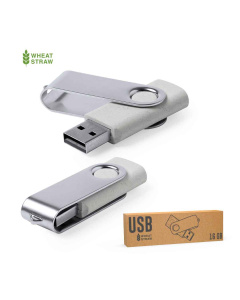 Clé USB pivotante en paille de blé | 16 Go