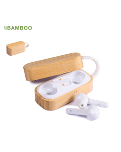 Écouteurs personnalisés wireless en bambou