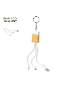 Câble de recharge personnalisable en Bambou et extrait Marbre