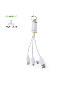 Câble de recharge écologique en bambou et cartons de lait recyclés