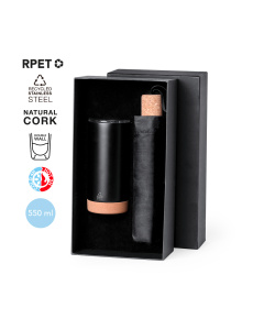 Coffret cadeaux écologique avec parapluie et tasse