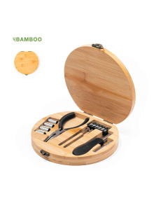Coffret d’outils rond et en bambou