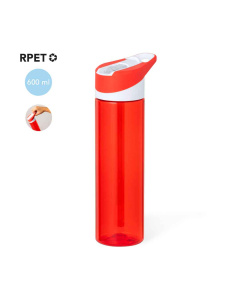 Gourde 600ml en RPET  colorée et avec poignée de transport intégrée