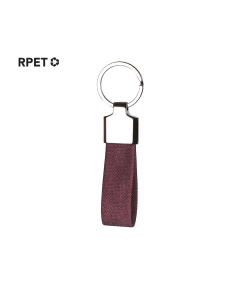 Porte-clés en RPET avec un détail en métal gravé.