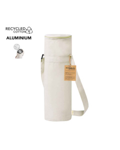 Porte-bouteille isotherme à bandoulière en coton recyclé