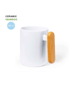 Tasse en céramique avec anse en bambou | 480ml