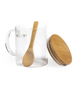 Tasse à infusions avec cuillère en bambou personnalisables