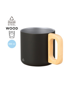 Tasse thermique au style scandinave avec anse en bois